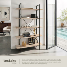 tectake Glasgow 5 Slim Shelf Oak Sonoma Ladder Shelving Unit - Brown - Wilko - thumbnail 5