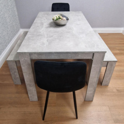 Kosy Koala Rocco 4 Seater Wooden Velvet Dining Bench Set Stone Grey and Black - Wilko - thumbnail 7