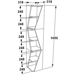 Decorotika Arrow 6 Shelf Walnut White Corner Bookcase - Size: 165 x 31.8 x 31.8cm - Multi - Wilko - thumbnail 5