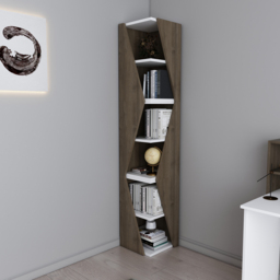 Decorotika Arrow 6 Shelf Walnut White Corner Bookcase - Size: 165 x 31.8 x 31.8cm - Multi - Wilko - thumbnail 4