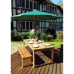 Charles Taylor Solid Wood 6 Seater Rectangular Outdoor Dining Bench Set with Brown Cushions - Wilko - thumbnail 7