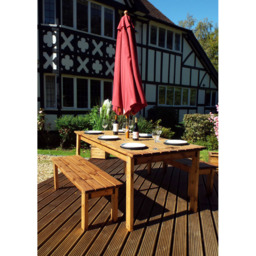 Charles Taylor Solid Wood 6 Seater Rectangular Outdoor Dining Bench Set with Brown Cushions - Wilko - thumbnail 3