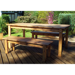 Charles Taylor Solid Wood 6 Seater Rectangular Outdoor Dining Bench Set with Brown Cushions - Wilko - thumbnail 6