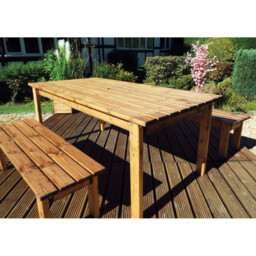 Charles Taylor Solid Wood 6 Seater Rectangular Outdoor Dining Bench Set with Brown Cushions - Wilko - thumbnail 4