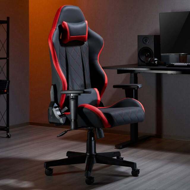 TTAP Monaco Black and Red Faux Leather Swivel Gaming Chair - Size: 133.5 x 70 x 70cm - Wilko - image 1
