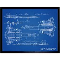 Artery8 US Aircraft SR-71 Blackbird Habu Spy Plane Blueprint Plan Framed Wall Art Print 30 x 41cm - Size: 43.3 x 33.3 x 1.5cm - Wilko - thumbnail 1