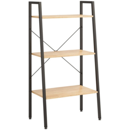 vidaXL 3 Shelf Light Brown and Black Standing Shelf - Size: 70 x 90 x 40cm - Wilko