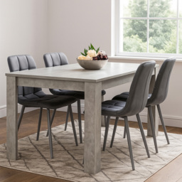 Portland Velvet 4 Seater Dining Set Stone Grey and Grey - Wilko - thumbnail 1