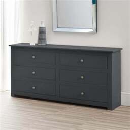 Julian Bowen Radley 6 Drawer Anthracite Chest of Drawers - Black - Wilko