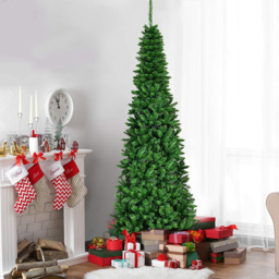 Shatchi Multicolour LED Pre-Lit Artificial Pencil Christmas Tree 7ft - Green - Wilko - thumbnail 3