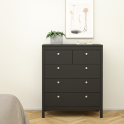 Florence Madrid 5 Drawer Matt Black Chest of Drawers - Wilko - thumbnail 7