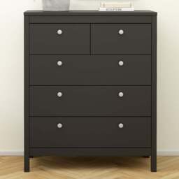 Florence Madrid 5 Drawer Matt Black Chest of Drawers - Wilko - thumbnail 1
