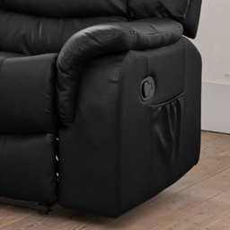 Almeira 3 Seater Black Bonded Leather Recliner Sofa - Artemis Home - Wilko - thumbnail 3