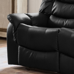 Almeira 3 Seater Black Bonded Leather Recliner Sofa - Artemis Home - Wilko - thumbnail 4