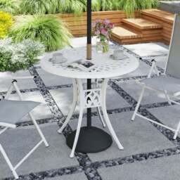 Outsunny Round Garden Dining Table with Parasol Hole White - Size: 74 x 78 x 78cm - Wilko - thumbnail 6
