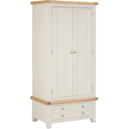 Seconique Windsor 2 Door Single Drawer Ivory and Oak Wardrobe - Size: 2 Door, Single Drawer - Ivory/Oak - Wilko - thumbnail 3