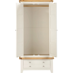 Seconique Windsor 2 Door Single Drawer Ivory and Oak Wardrobe - Size: 2 Door, Single Drawer - Ivory/Oak - Wilko - thumbnail 6