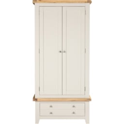 Seconique Windsor 2 Door Single Drawer Ivory and Oak Wardrobe - Size: 2 Door, Single Drawer - Ivory/Oak - Wilko - thumbnail 5