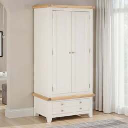 Seconique Windsor 2 Door Single Drawer Ivory and Oak Wardrobe - Size: 2 Door, Single Drawer - Ivory/Oak - Wilko - thumbnail 1