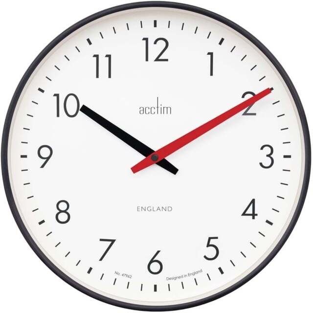Acctim Riley Black Retro Wall Clock - Size: 3.8 x 30 x 30cm - Wilko - image 1