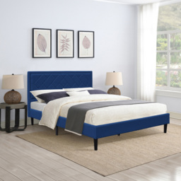Brooklyn King Size Blue Padded Headboard Bed Frame - Wilko - thumbnail 4