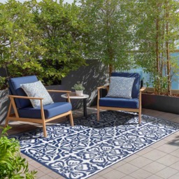 Santorini Outdoor Rug Blue - Wilko - thumbnail 3