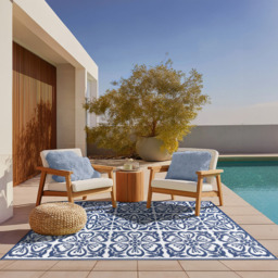 Santorini Outdoor Rug Blue - Wilko - thumbnail 4