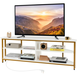 Costway 4 Shelf White Corner TV Unit with AC Outlet - Size: 151 x 50 x 12cm - Wilko - thumbnail 4