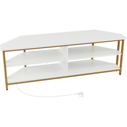 Costway 4 Shelf White Corner TV Unit with AC Outlet - Size: 151 x 50 x 12cm - Wilko - thumbnail 3