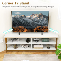 Costway 4 Shelf White Corner TV Unit with AC Outlet - Size: 151 x 50 x 12cm - Wilko - thumbnail 7