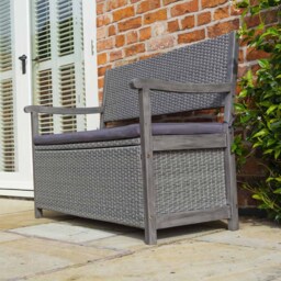 Rowlinson Alderley Rattan Storage Bench - Size: 90 x 120 x 60cm - Grey - Wilko - thumbnail 6