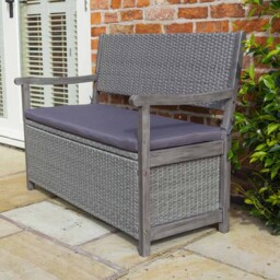 Rowlinson Alderley Rattan Storage Bench - Size: 90 x 120 x 60cm - Grey - Wilko - thumbnail 5