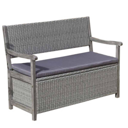 Rowlinson Alderley Rattan Storage Bench - Size: 90 x 120 x 60cm - Grey - Wilko - thumbnail 4
