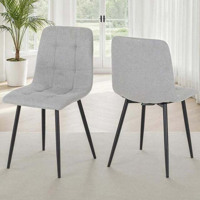 Seconique Fenton Set of 2 Light Grey Fabric Dining Chair - Wilko - image 1