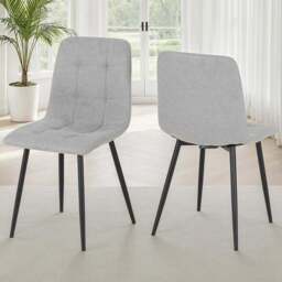 Seconique Fenton Set of 2 Light Grey Fabric Dining Chair - Wilko - thumbnail 1