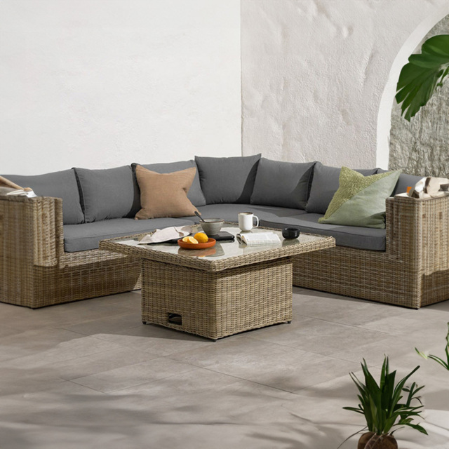 Royalcraft Wentworth 5 Seater Rattan Corner Lounge Set - Cream - Wilko - image 1