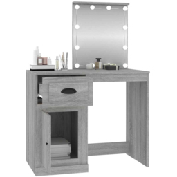 vidaXL Single Door Single Drawer Grey Sonoma Dressing Table with LED Mirror - Size: 132.5 x 90 x 50cm - Wilko - thumbnail 6
