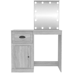 vidaXL Single Door Single Drawer Grey Sonoma Dressing Table with LED Mirror - Size: 132.5 x 90 x 50cm - Wilko - thumbnail 7