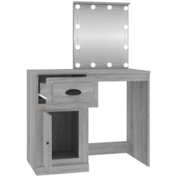 vidaXL Single Door Single Drawer Grey Sonoma Dressing Table with LED Mirror - Size: 132.5 x 90 x 50cm - Wilko - thumbnail 4