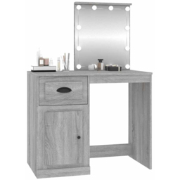 vidaXL Single Door Single Drawer Grey Sonoma Dressing Table with LED Mirror - Size: 132.5 x 90 x 50cm - Wilko - thumbnail 5