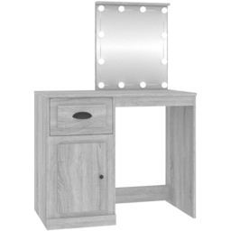 vidaXL Single Door Single Drawer Grey Sonoma Dressing Table with LED Mirror - Size: 132.5 x 90 x 50cm - Wilko - thumbnail 3