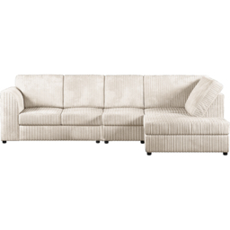 Luxor 4 Seater Cream Jumbo Cord Right Hand Facing Full Back L Shaped Corner Sofa Set - Wilko - thumbnail 3