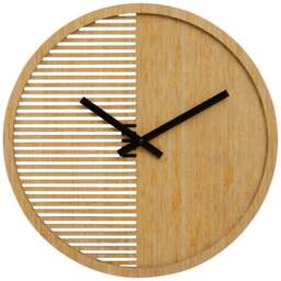 Premier Housewares Vitus Wooden Round Wall Clock 40cm - Size: 40 x 5 x 40cm - Brown - Wilko