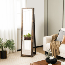 Costway Brown Mirrored Jewellery Armoire with Display Shelf - Size: 166 x 44 x 22cm - Wilko - thumbnail 4