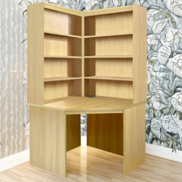 R White Cabinets Corner 8 Shelf Computer Desk with Hutch Set Brown - Size: 182.8 x 94 x 54cm - Wilko
