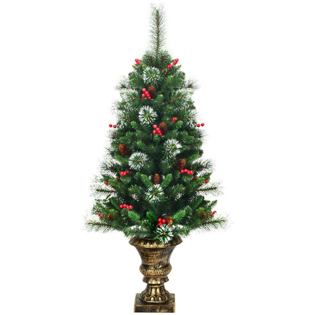 Costway Artificial Christmas Tree with Decorative Pot 4ft - Multi - Wilko - image 1