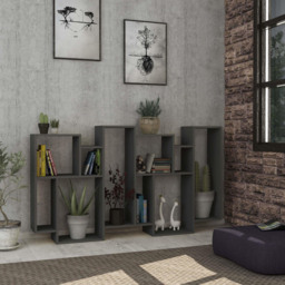 Decortie Karmato 10 Shelf Anthracite Grey Modern Bookcase - Black - Wilko - thumbnail 6