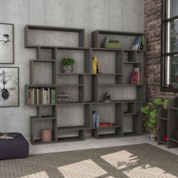 Decortie Karmato 10 Shelf Anthracite Grey Modern Bookcase - Black - Wilko - thumbnail 4