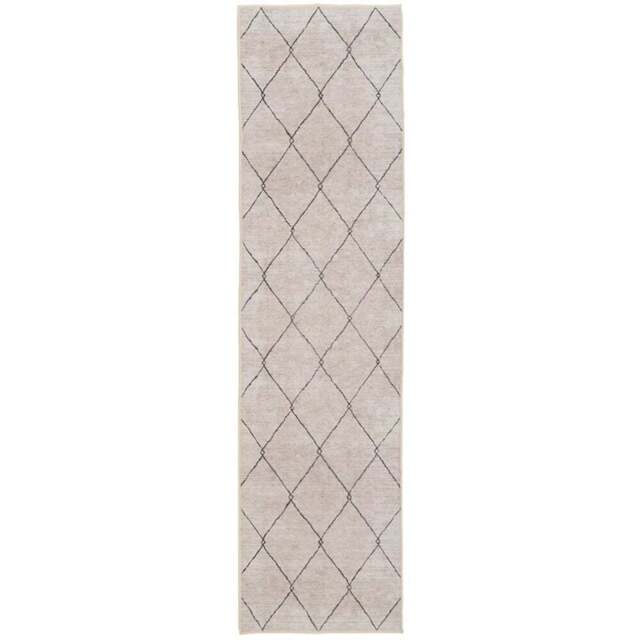 Kukoon Beige Grey Trellis Modern Abstract Rug 80 x 300cm - Cream - Wilko - image 1