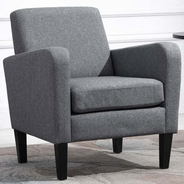 Portland Grey Linen Padded Seat Armchair - Size: Single - Wilko - image 1